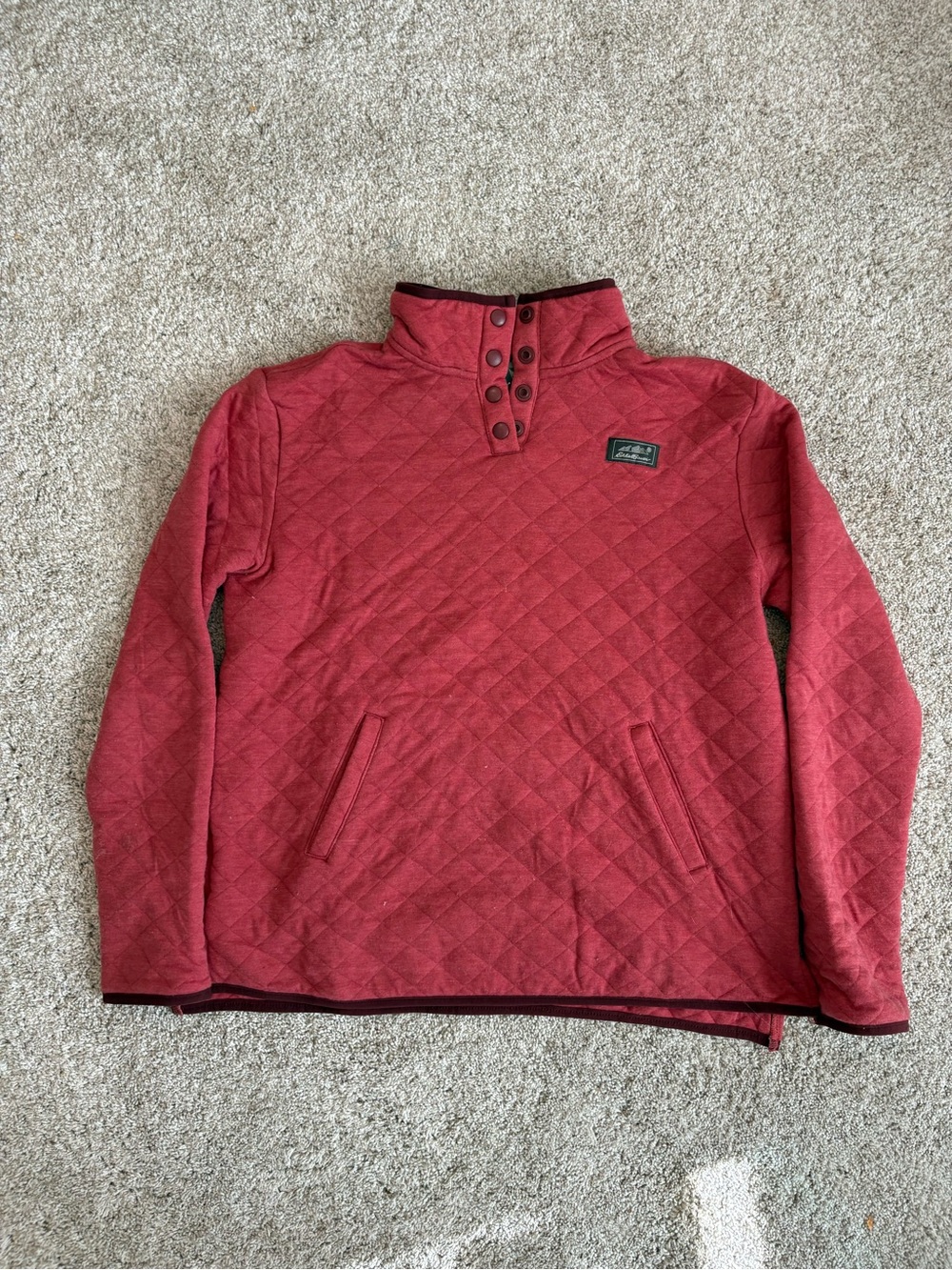 Eddie Bauer Quilted Pullover Sweatshirt - Red